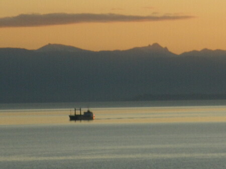 Fishing boat at sunset