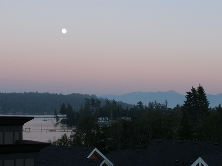 Moon rising over Sooke Harbour